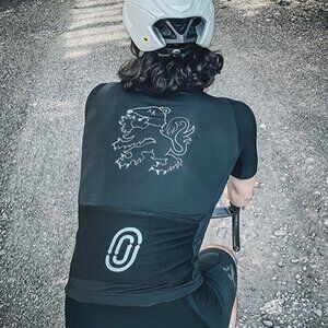 NWOT Ostroy Rat Lion Short Sleeve Black Full Zip Women's Large Cycling Jersey